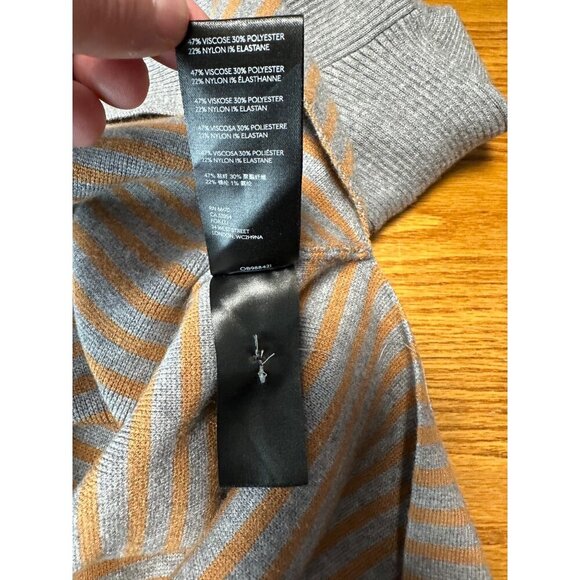 Anthropologie Gray Striped ELISE Ribbed Off Shoulder Sweater Size L - Picture 10 of 11